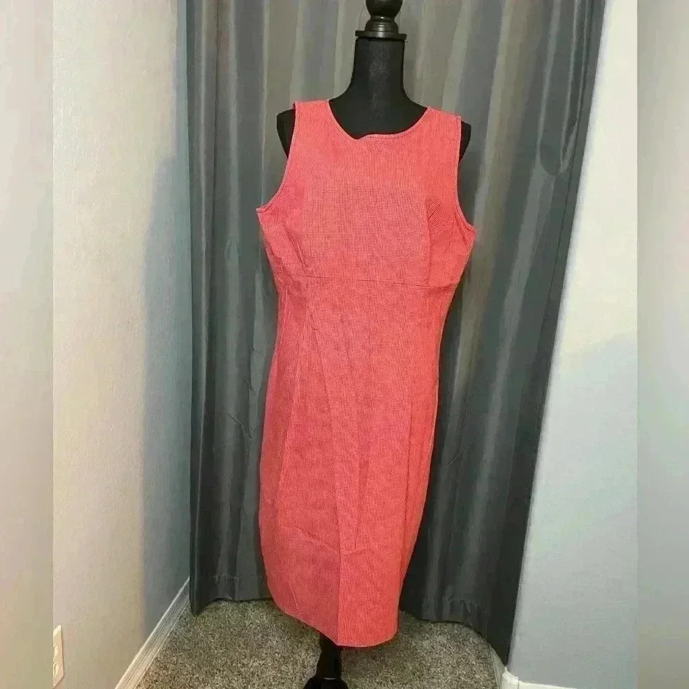 56. Liz Claiborne Red and White Checkered Dress, Size 16, EUC